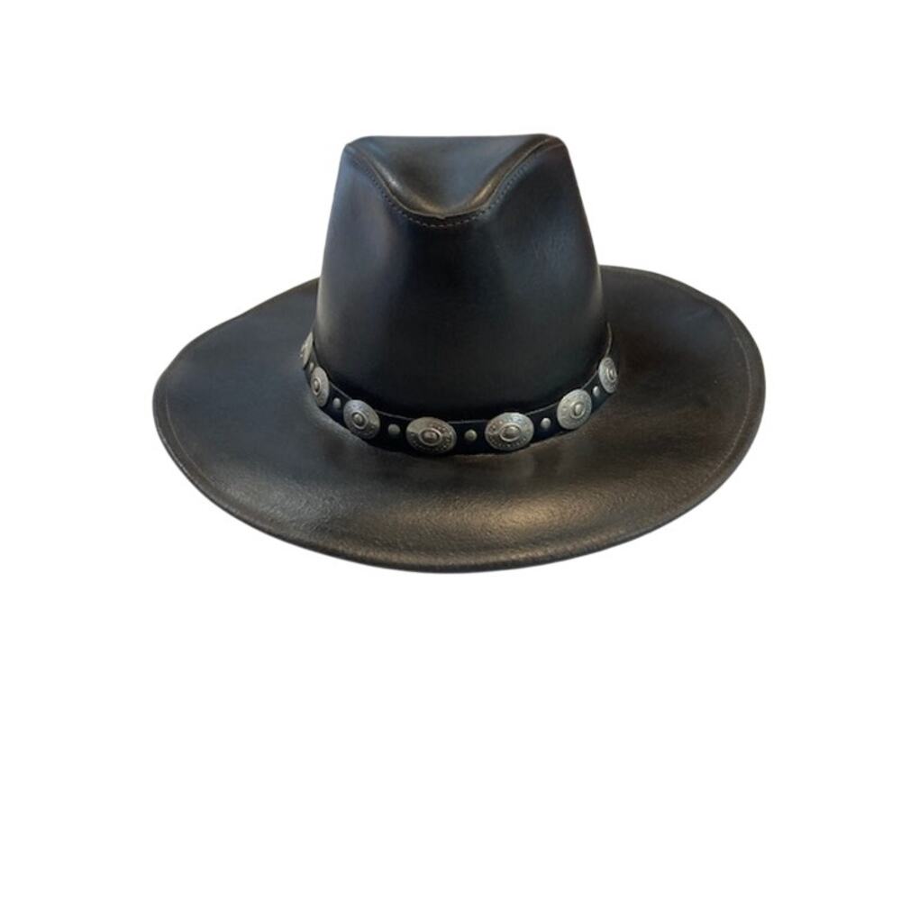 Henschel Hat Co.-"Dude" Black Leather Western Cowboy Hat